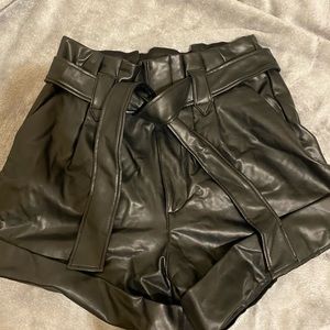 Abercrombie black leather shorts